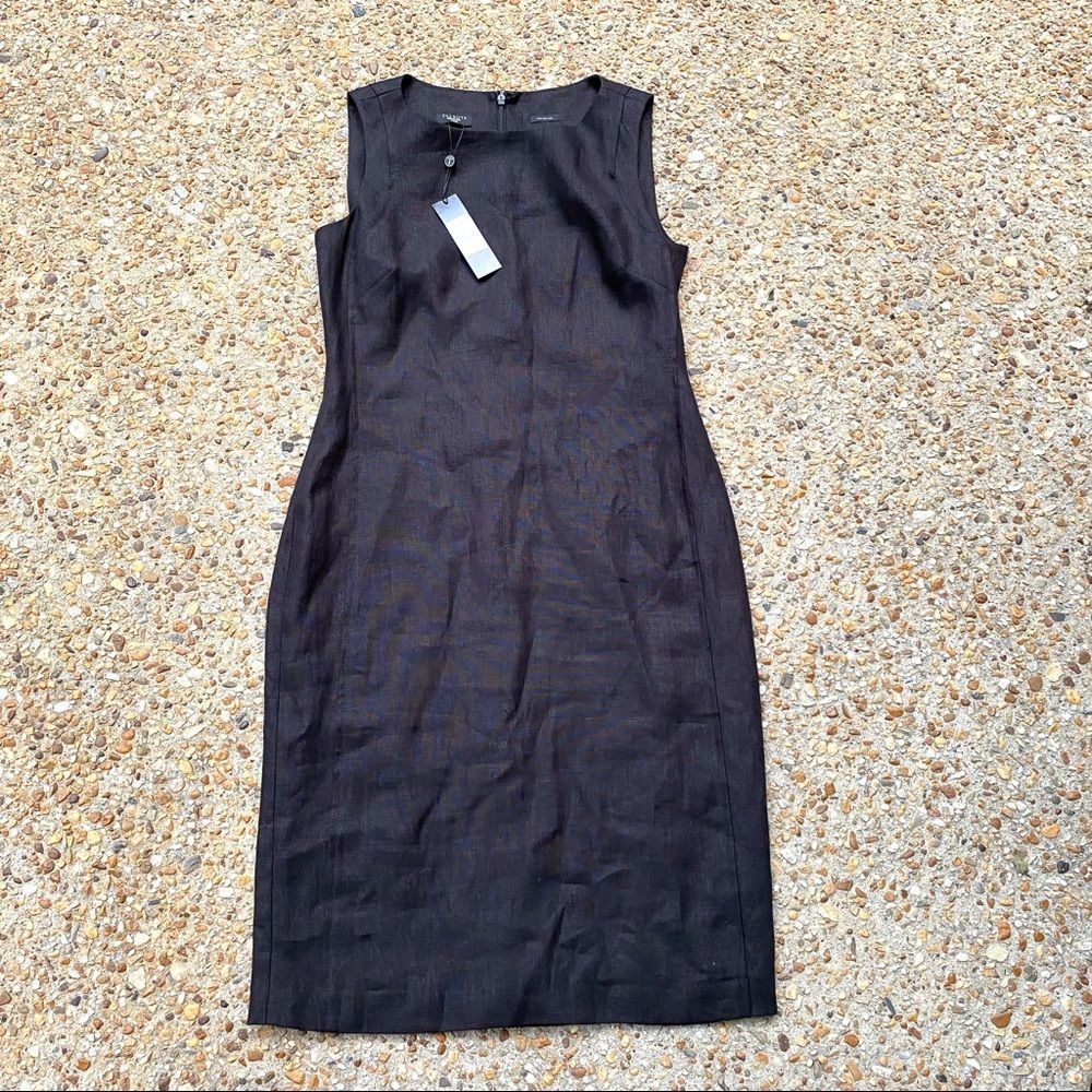NWT Talbots Pure Irish Linen Shift Black Dress Size 2P